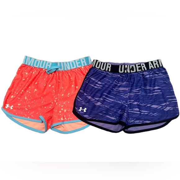 Under Armour Kids Girls Youth Shorts Size Youth Large, 2 Pairs Great Condition - Picture 2 of 3